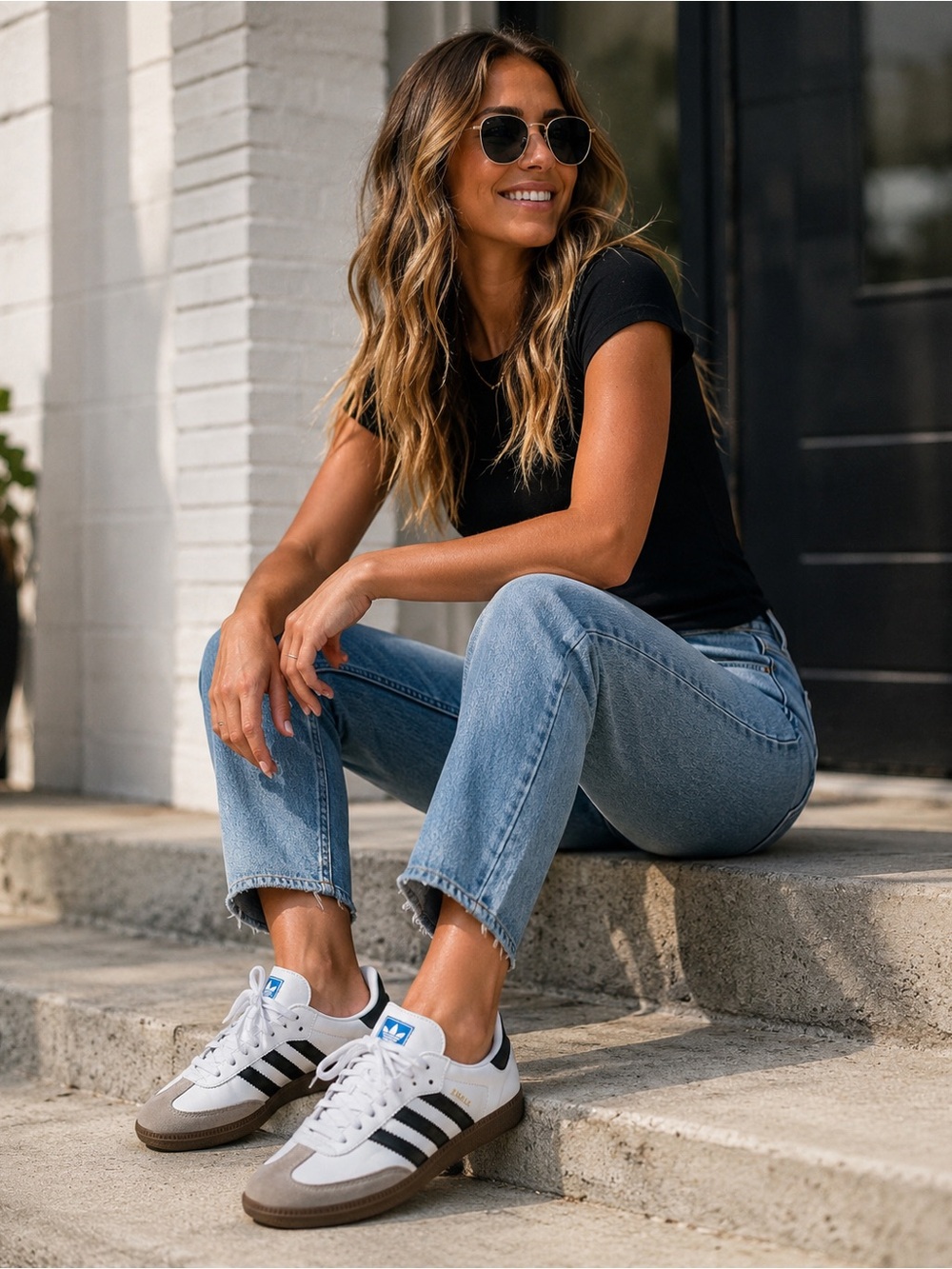 adidas White Black Classic Samba Sneakers